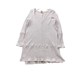 We The Free Ribbed V Neck Long Sleeve‎ Tunic Top Light Grey S |G1